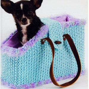 Knitted Dog Pet Carrier- Bag- Hand Bag  In Chunky - Bulky Wool -  Knitting Pattern PDF Instant Download Pet Handbag