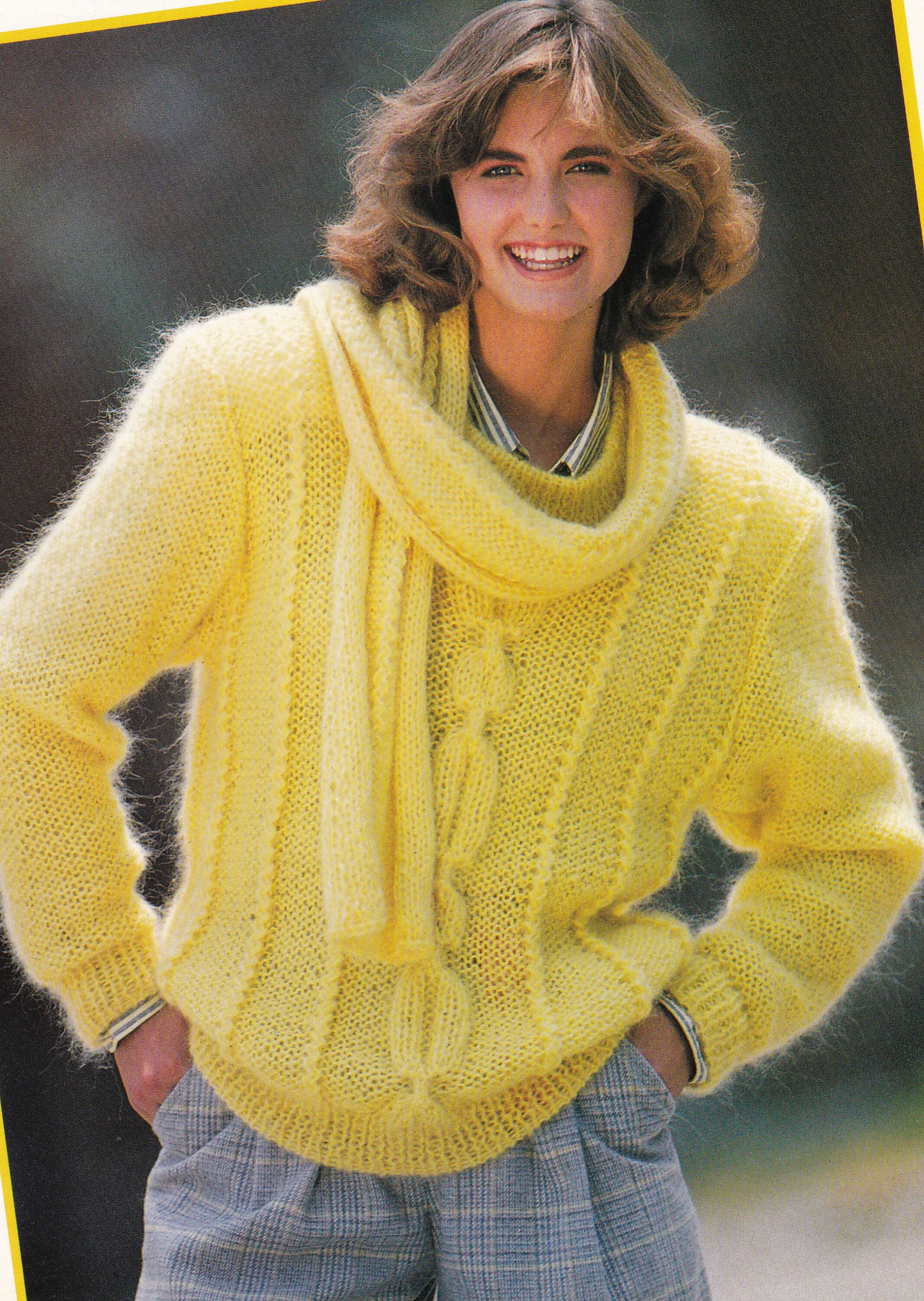 Vintage Ladies Cable Mohair Sweater-jumper- Scarf - 32 - 38