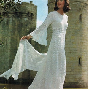 Ladies- Vintage Crochet Wedding Dress-Bridesmaid Dress 2ply-32-37&quot; Instant Download PDF Crochet Pattern