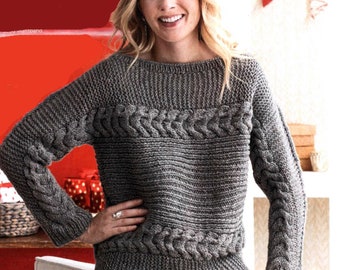 Ladies Unusual Sideways Knitted Sweater -DK 8ply Wool- Instant Download Knitting Pattern PDF