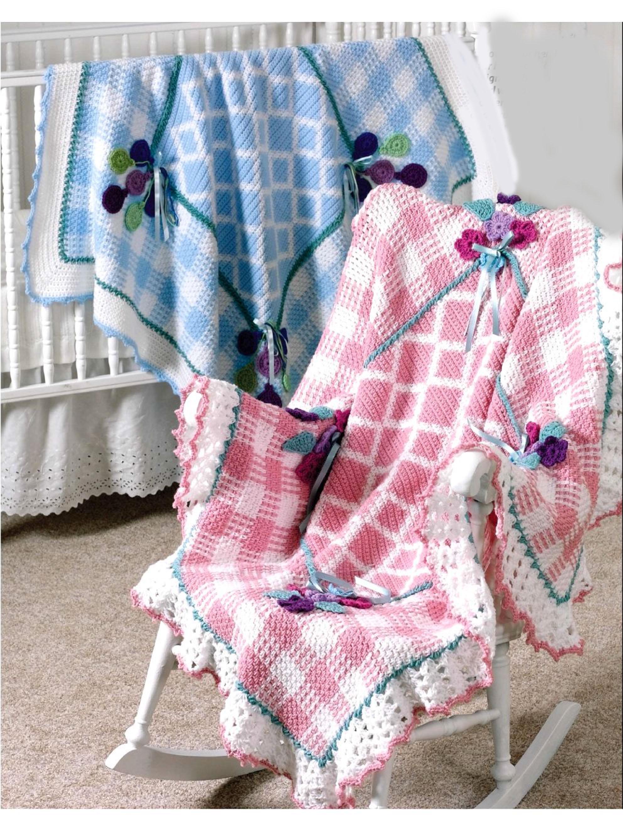 Crochet Gingham Afghans Boys Girls Pattern- Cute Pattern-