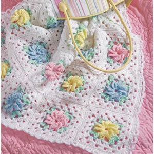 Pinwheel Rose Afghan/Blanket/Shawl- Crochet Pattern- Instant download- Medium Worsted Weight Yarn