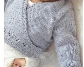 Baby Wrap over Cardigan Jacket Ballet Top Kimono ~ 0 - 6 months -4 Ply PDF Instant download Knitting Pattern