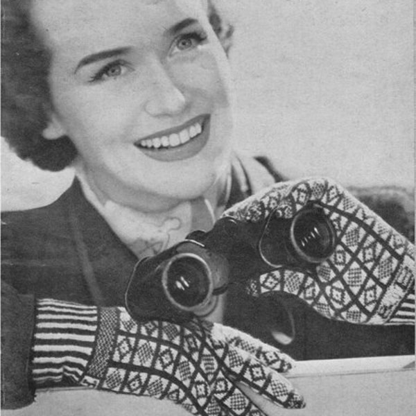 Rare  Vintage Sanquhar Ladies gloves Knitting Pattern Knitted in 2 ply Vintage Knitting Pattern Download PDF