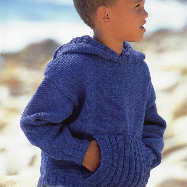 PDF Download Knitting Pattern Boy Girl Hooded Sweater DK (8ply) Knitting Pattern 22-32in 1-12 years