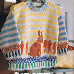 Baby Rabbit- Bunny sweater- Jumper DK/8ply - Knitting pattern PDF- Instant download- Fits 3-18 months