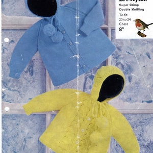 Boy- Girl- Easy Knit hooded Jackets- 2 styles Childs 20 -24 inch Chest ~DK 8Ply Knitting Pattern PDF Instant download