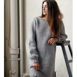 PDF Knitting Pattern Instant Download-Easy Knit ladies Sweater Dress in Chunky wool- 28-42" chest- chest 32-38" Blackberry Stitch