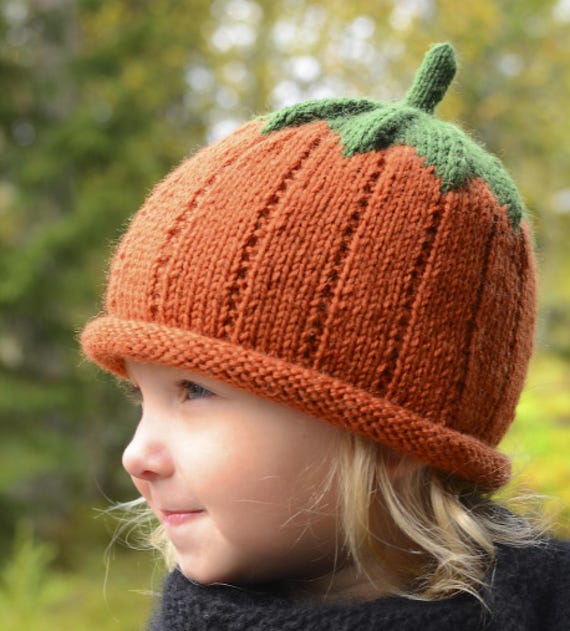 Baby Childrens Pumpkin Halloween Hat 0 - 8 Years DK 8 Ply Light