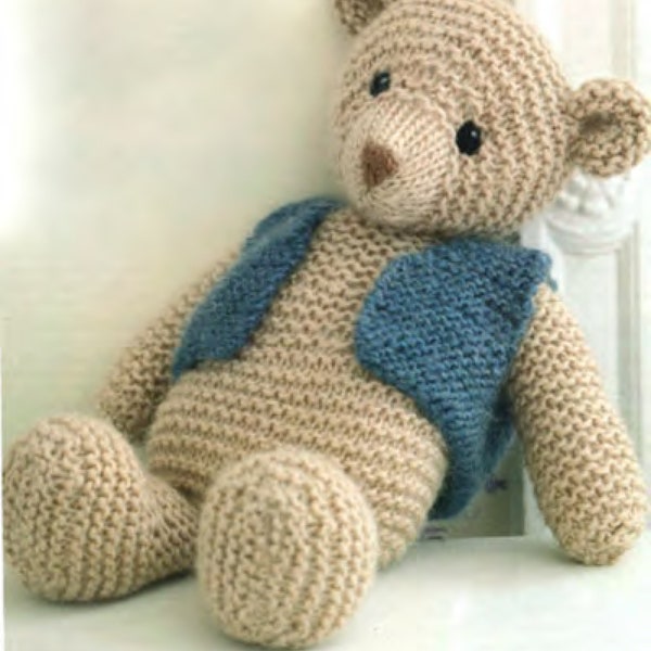 Easy Beginner Garter Stitch Toy Teddy Bear - 14" - Chunky Wool - Knitting Pattern PDF DOWNLOAD