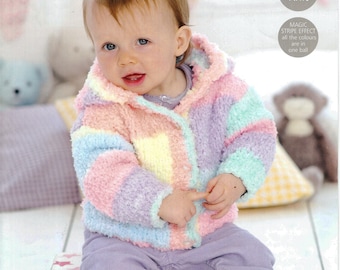 Baby Boy - Girl Easy Hooded Jacket in snowflake Chunky Bulky 12 ply wool - 16 - 26" (0 - 7 y) Instant Download PDF Knitting Pattern