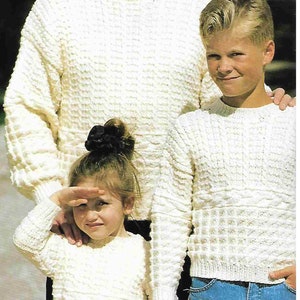 Family Guernsey Sweaters- Mans woman&#39;s children&#39;s Knitting pattern in Aran 10 ply Worsted wool- sizes 16&quot; - 42  Download PDF