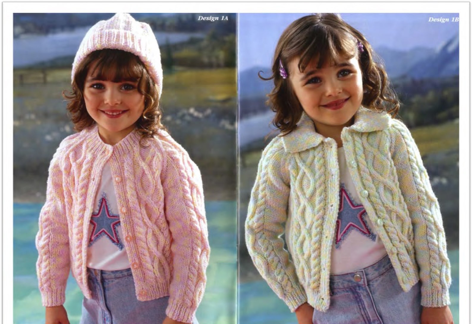 PDF Knitting Pattern Childs Aran Cardigans 2 Styles and Hat Etsy
