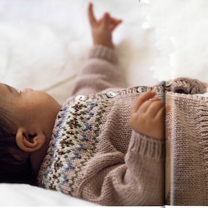 Baby Boy- Girl - Fair Isle Yoked Jacket- Cardigan-knitting pattern- instant download