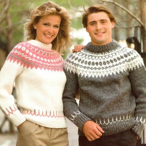 Fair Isle Yoked Sweater/Jumper- Knitting Pattern, Icelandic, Women&#39;s, Men&#39;s, Instant Download PDF