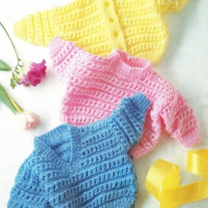 PDF Knitting Pattern- Baby easy Knit Textured sweater & Cardigans in DK-8ply -Instant download
