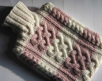 PDF Knitting Pattern - Hot Water Bottle Cover- Field of Sheep- Worsted weight wool Instant Download