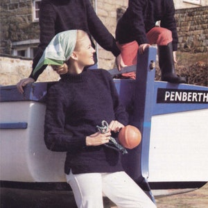 Woman&#39;s  Childs Guernsey Sweater-Jumper  5 Ply & Bobble hat-  Fits 24-44 Inch chest. Knitting pattern Download PDF