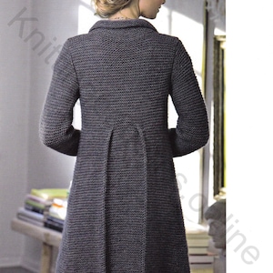 Ladies Easy Garter Stich Jacket-Coat with Tucks- 30-42.5ins- Instant Download Knitting Pattern PDF