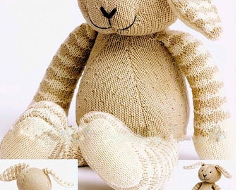 14" Toy Rabbit Knitting Pattern- 4ply wool- Instant download