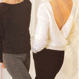 Woman's Easy Knit cross over reversible Chunky Jumper- Bulky 12ply wool. knitting pattern download PDF 32 - 42" Chest Quick knit stocking St