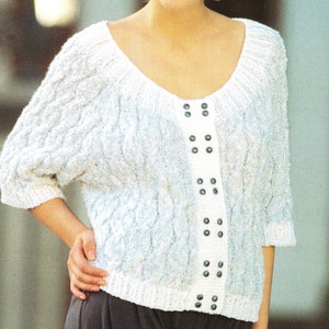 PDF Knitting Pattern Ladies Loose fitting round neck Cardigan in DK wool- fits 32-40 inch chest