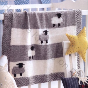 Sheep Blanket-Afghan in Aran wool 10 ply  23 x 21" PDF Knitting Pattern Instant Download