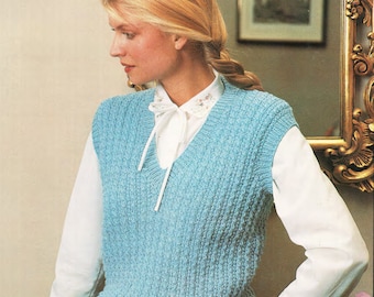 Knitted Woman's Ladies- Slipover - Waistcoat in DK/8 Ply wool - Knitting Pattern- Instant download PDF-32-38 Inch bust