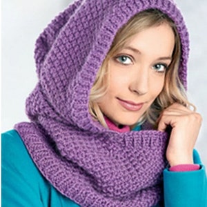 Hooded Cowl, Snood, Hat, Scarf, Neck Warmer, Woman's Quick Easy Knit, ~ Bulky 12 Ply Wool Knitting Pattern PDF Instant download