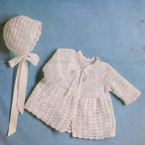 Copley Cadet 3 py Matinee coat and bonnet Crochet pattern PDF, lovely old pattern