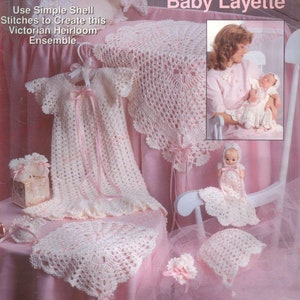 PDF Crochet Pattern- Baby Victorian Heirloom Christening Layette- Baby weight yarn
