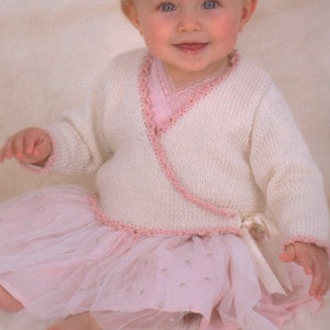 Child's Easy Ballerina Wrap-Cross front Cardigan - Knitting Pattern -DK/8Ply Instant Download-Birth-2 Years
