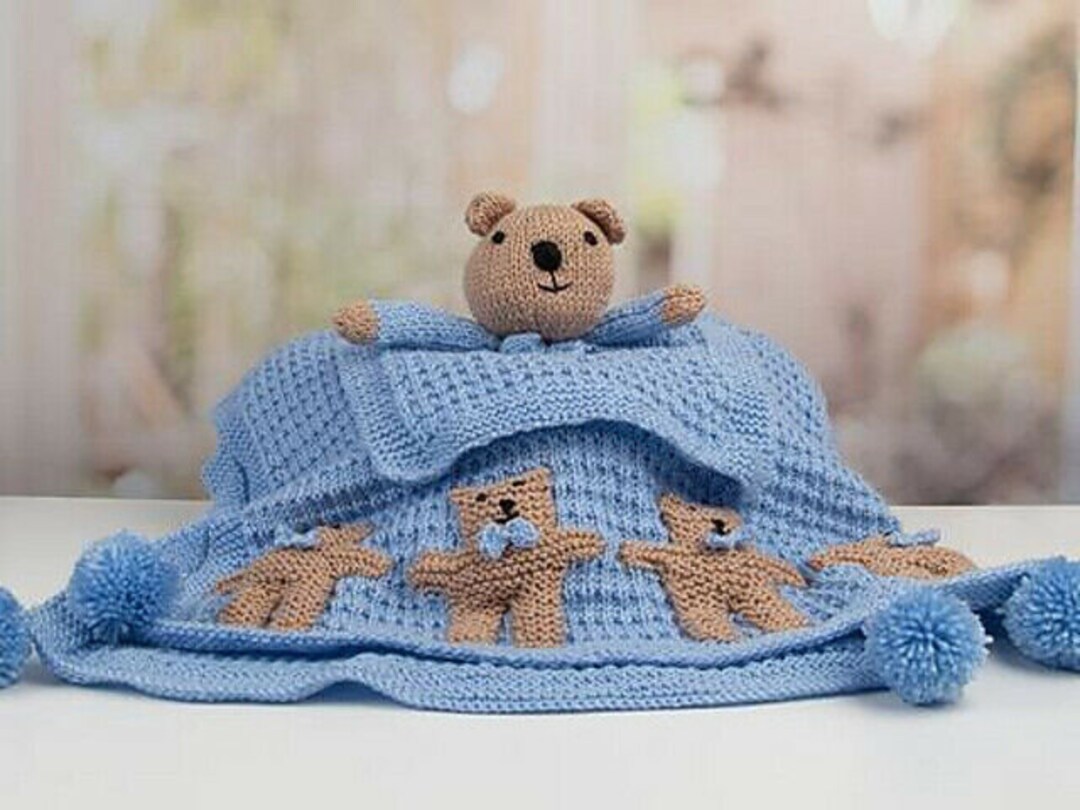 Baby Teddy Bear Comforter Lovey Teddy Bear Blanket DK 8ply Light Worsted Knitting Pattern PDF Instant Download Etsy Canada