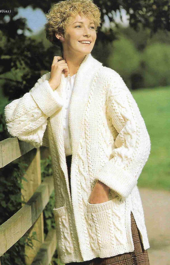 Womans Classic Car Coat- Edge to Edge Jacket With Pockets, Aran 10