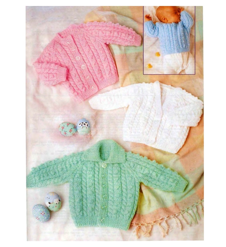 PDF Knitting Pattern Baby Cable Cardigans Choice of 3 Etsy
