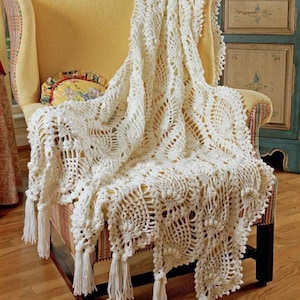 Pineapple Lace Afghan/Blanket/Shawl- Crochet Pattern- Instant download- Medium Worsted Weight Yarn