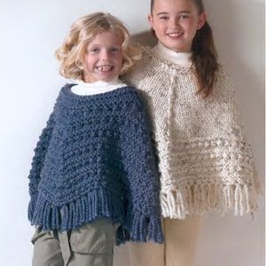 Childs -Ladies Easy Quick Knit Poncho- Chunky wool - 24-42" ins chest PDF Knitting Pattern- Instant Download