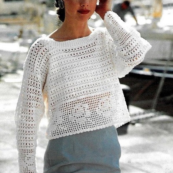 Woman's Crochet-Top- Sweater in 4ply- fits bust 28-40Ins- Instant download Crochet PDF