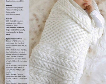 Baby Lovely Cable Blanket in Dk-8ply Merino ~ Light Worsted Wool