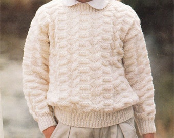 Easy Round neck Sweater Knitting pattern Boys Girls  22-30 inches- DK 8 PLY Light worsted wool Download PDF