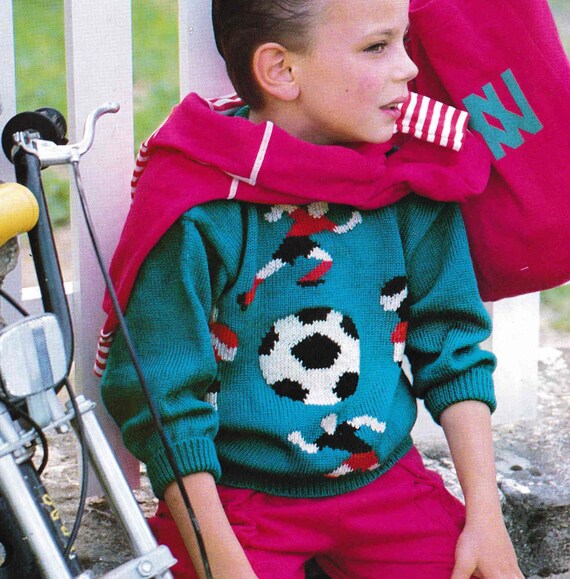 Boys Football Sweater/jumper/pullover Knitting Pattern in 4ply