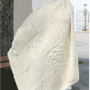 Aran Blanket/Afghan pattern-Knit in squares & join- measures 96 x126cm- Instant Download PDF Knitting Pattern