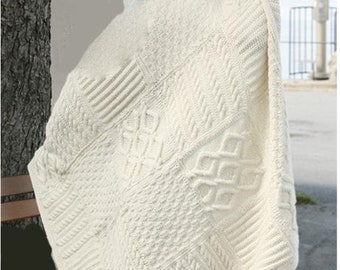 Aran Blanket/Afghan pattern-Knit in squares & join- measures 96 x126cm- Instant Download PDF Knitting Pattern