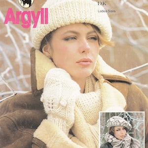 Chunky/Bulky Hats- Scarf-Mitts Plus Fair isle set in DK/8Ply- One size- Knitting Pattern- Instant download PDF