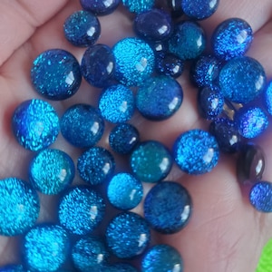 Bullseye 90COE Dichroic glass fusing dots. 30 grams (1oz) BLUE pack. Frit balls. From pink / teal sheet. Fused Glass by Em. (i50) COE90