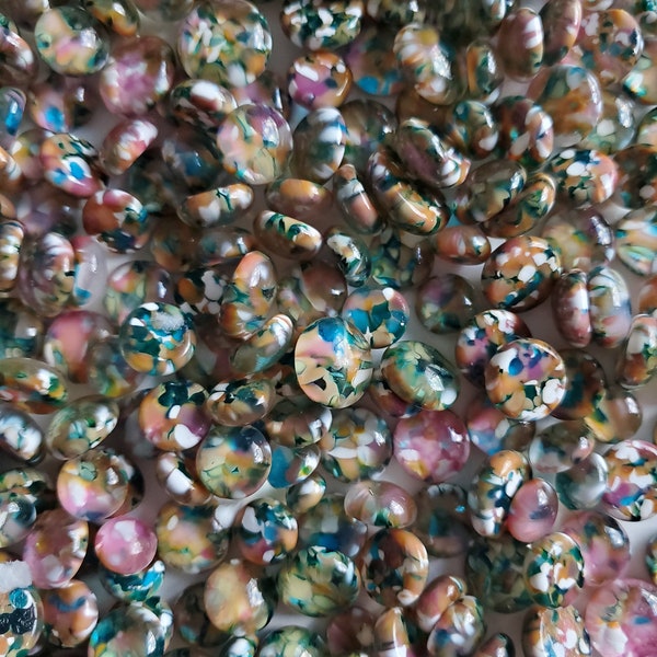 DOTS de fusion de verre COE 96. Superbes points de confettis rose beige vert bleu blanc. 30 grammes. Mosaïques. Technique mixte. Verre fondu par Em (B70)