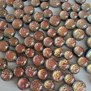 96COE Small Dichroic glass fusing dots mix. Bulk 75 or 100 pack . Frit balls. Gorgeous red orange. Fused Glass by Em. Flat Rate Post COE96
