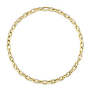 14K Yellow Gold Diamond Paperclip Link Necklace 7.86 CTW Pave Set Certified Natural 16&quot;