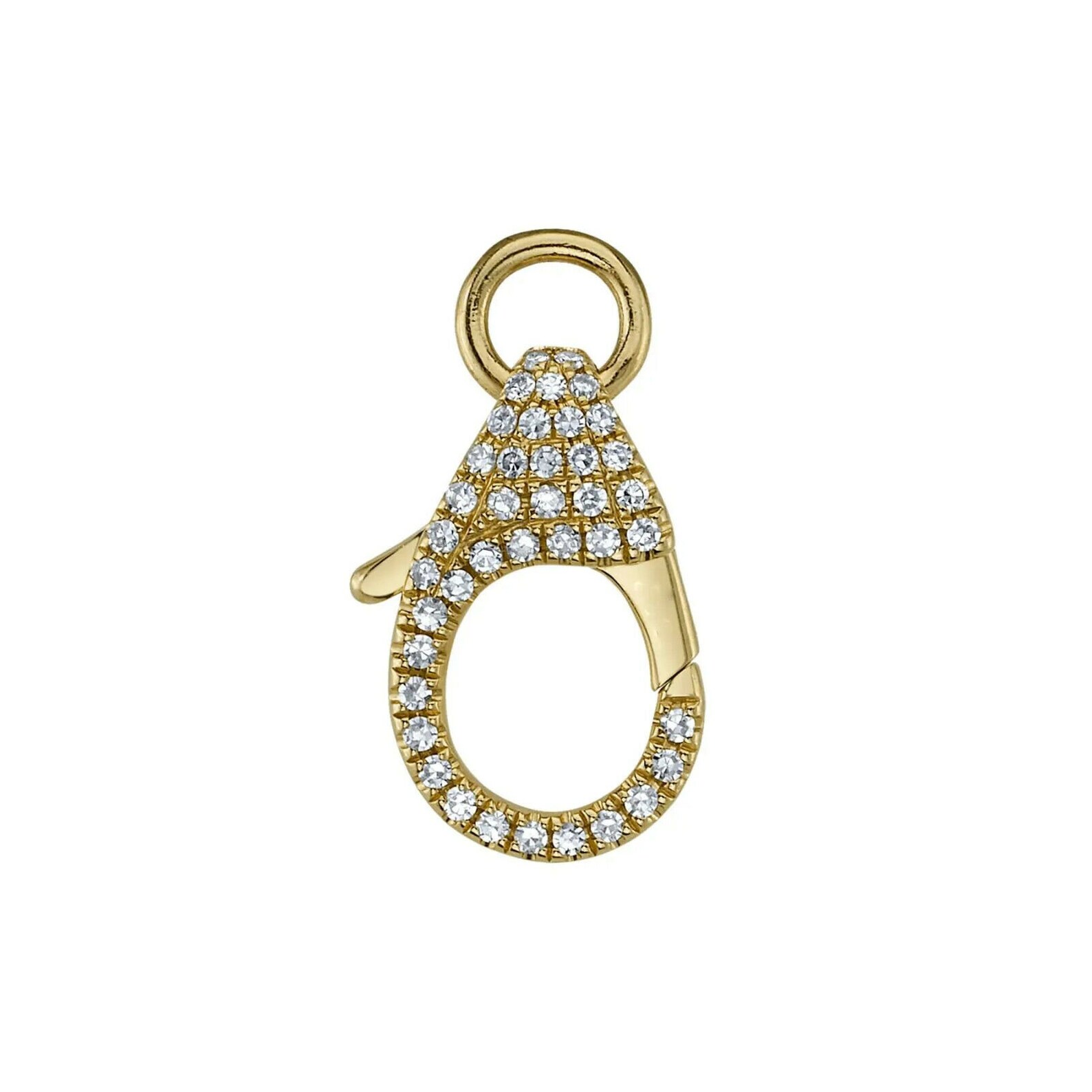 Diamond Lobster Clasp Lock 14K Yellow Gold Accessory Charm Pave Set 0