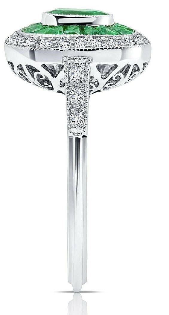 アールデコ エメラルド リング ダイヤモンド プラチナ